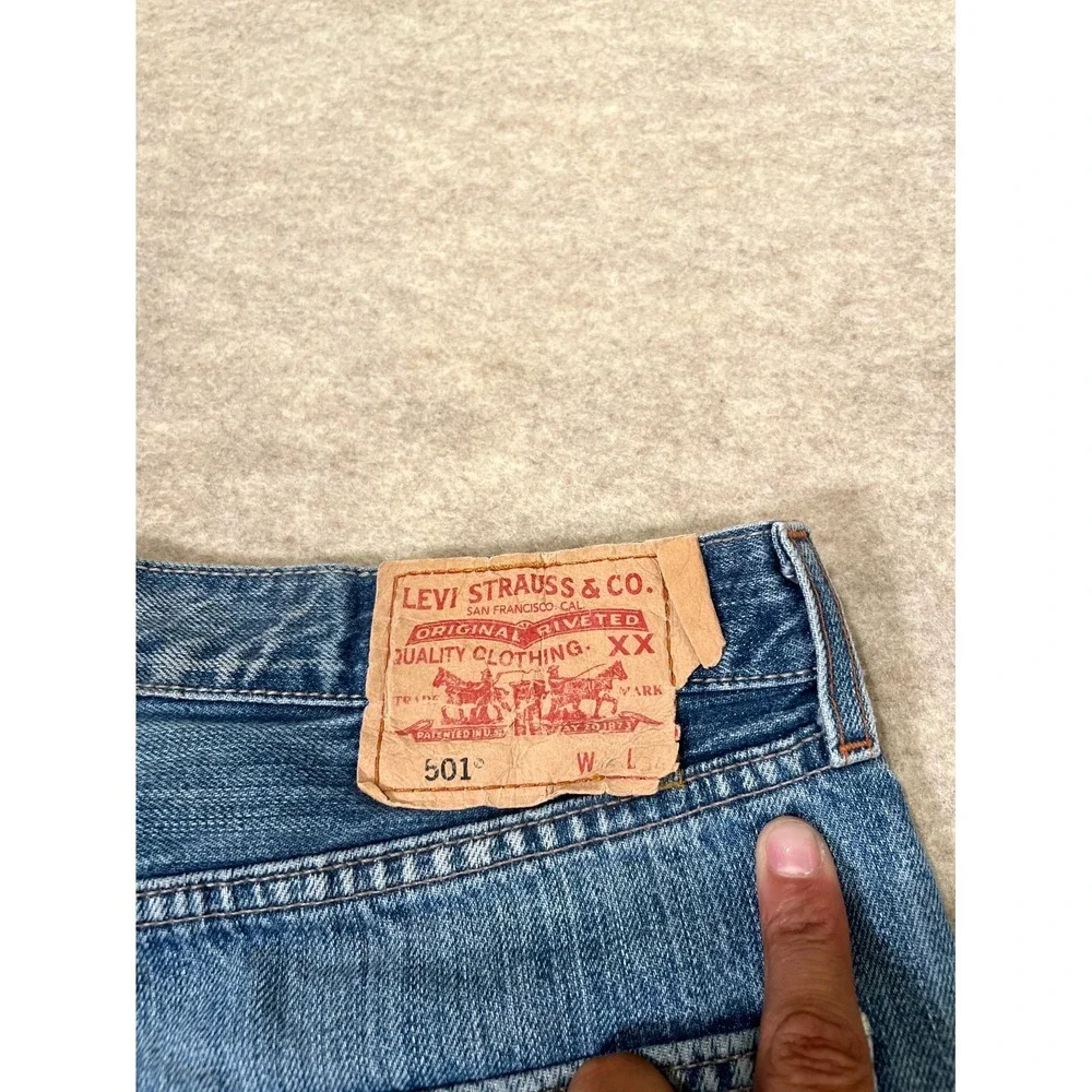 Levis 501 Original Fit Jeans Mens 36x34‎ Blue Cotton Denim Straight Leg Logo